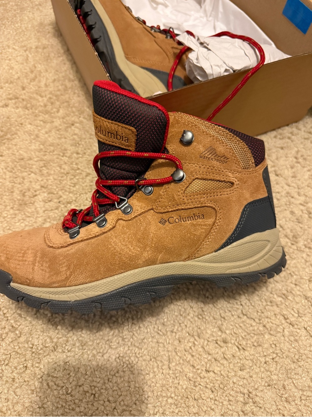 Columbia Women’s Waterproof Hiking Boots - Brown with Red Accents